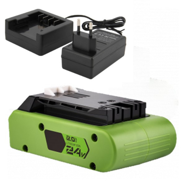 Starterkit: GreenWorks G24B2 / 24V Max accu + lader (24 V, 2.0 Ah, 123accu huismerk)  AGR00170 - 1