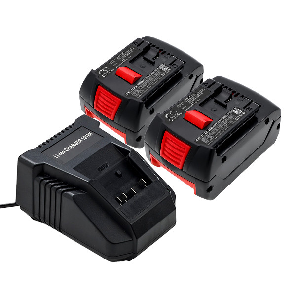 Starterset: 2x Bosch GBA 18V / 1600Z00037 accu's + lader (18 V, 3.0 Ah, 123accu huismerk) ABO00495 - 1