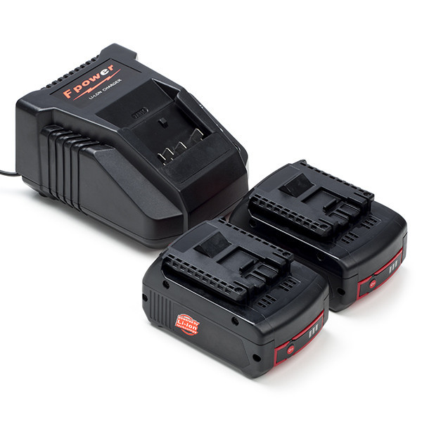 Starterset: 2x Bosch GBA 18V / 1600Z00037 accu's + lader (18 V, 3.0 Ah, 123accu huismerk) ABO00495 - 1