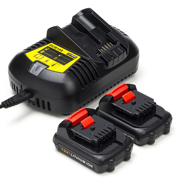 Starterset: 2x DeWalt DCB127-XJ / 12V XR accu's + lader (12 V, 1.5 Ah, 123accu huismerk)  ADE01225 - 1