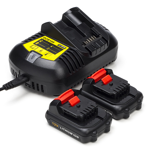 Starterset: 2x DeWalt DCB127-XJ / 12V XR accu's + lader (12 V, 2.0 Ah, 123accu huismerk)  ADE01190 - 1