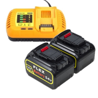 Starterset: 2x DeWalt DCB546-XJ / XR FlexVolt accu's + lader (18V / 54V, 6.0Ah, 123accu huismerk)  ADE01296