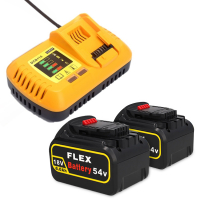 Starterset: 2x DeWalt DCB546-XJ / XR FlexVolt accu's + lader (18V / 54V, 6.0Ah, 123accu huismerk) ADE01296