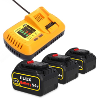 Starterset: 3x DeWalt DCB546-XJ / XR FlexVolt accu's + lader (18V / 54V, 6.0Ah, 123accu huismerk) ADE01295