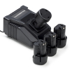 Starterset: 4x Bosch GBA 12V accu's + Lader (10.8V-12V, 1.5 Ah, 123accu huismerk) ABO00417 - 1