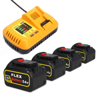 Starterset: 4x DeWalt DCB546-XJ / XR FlexVolt accu's + lader (18V / 54V, 6.0Ah, 123accu huismerk) ADE01282