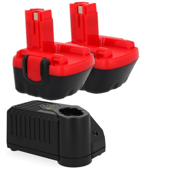 Startset: 2 stuks Bosch BAT043 accu's + lader (12 V, 1.5 Ah, Ni-MH, 123accu huismerk) ABO00041 - 1