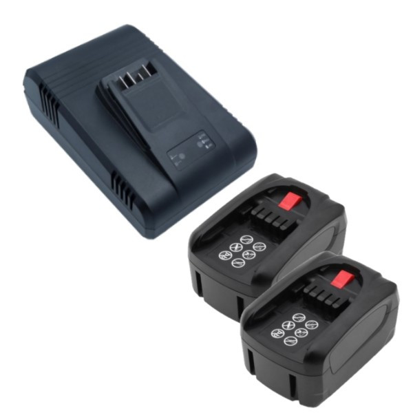 Startset: 2 stuks Bosch Power For All 18V | PBA 18V | 1600A011T8 accu's + lader (18 V, 4.0 Ah, 123accu huismerk) ABO00604 - 1