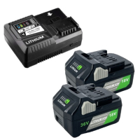 Startset: 2 stuks Hikoki Multivolt BSL36A18 / BSL36B18 accu's + lader (18V - 36V, 6.0 Ah - 3.0 Ah, 123accu huismerk) AHI00331