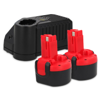 Startset: 2x Bosch BAT048 accu's + lader (9.6 V, 1.5 Ah, 123accu huismerk) ABO00411