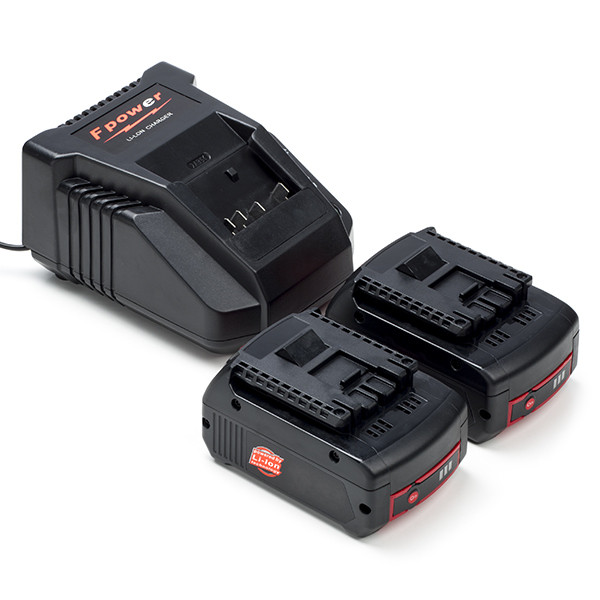 Startset: 2x Bosch GBA 18V / 1600A002U5 accu's + Lader (18 V, 5.0 Ah, 123accu huismerk)  ABO00377 - 1