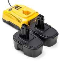 Startset: 2x DeWalt 18V XRP / DE9095 accu's + lader (18 V, 2.0 Ah, 123accu huismerk)  ADE01179