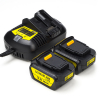 Startset: 2x DeWalt DCB140 XR Li-ion accu's + lader (14.4 V, 3.0 Ah, 123accu huismerk)