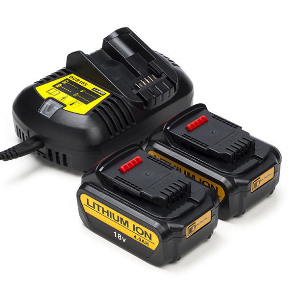 Startset: 2x DeWalt DCB182 XR Li-ion accu's + lader (18 V, 4.0 Ah, 123accu huismerk)  ADE01210 - 1