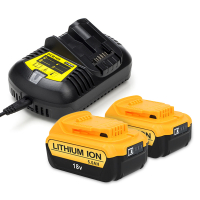 Startset: 2x DeWalt DCB184 XR Li-ion accu's + lader (18 V, 5.0 Ah, 123accu huismerk) ADE01202