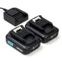 Startset: 2x Makita BL1021B CXT / 197396-9 accu's + lader (12 V, 2.5 Ah, 123accu huismerk)  AMA00799