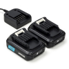 Startset: 2x Makita BL1021B CXT / 197396-9 accu's + lader (12 V, 2.5 Ah, 123accu huismerk)