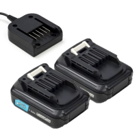 Startset: 2x Makita BL1021B CXT accu's + lader (12 V, 1.5 Ah, 123accu huismerk) AMA00541