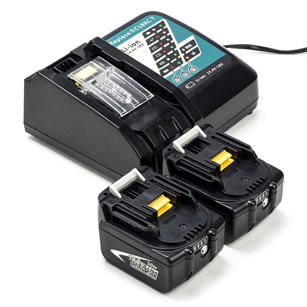 Startset: 2x Makita BL1430B / 14.4V LXT accu's + lader (14.4 V, 3.0 Ah, 123accu huismerk)  AMA00665 - 1
