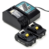 Startset: 2x Makita BL1815N / 18V LXT accu's + lader (18 V, 1.5 Ah, 123accu huismerk)