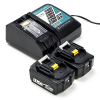 Startset: 2x Makita BL1830B / 18V LXT accu's + lader (18 V, 3.0 Ah, 123accu huismerk)