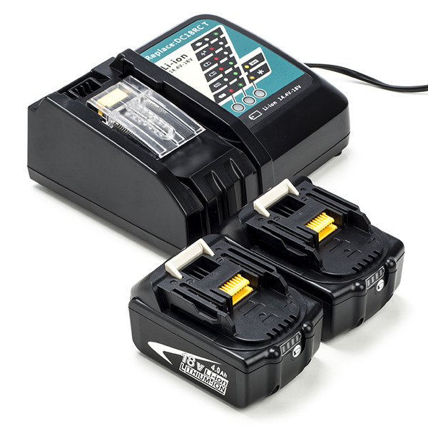 Startset: 2x Makita BL1840B / 18V LXT accu's + lader (18 V, 4.0 Ah, 123accu huismerk)  AMA00709 - 1