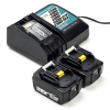 Startset: 2x Makita BL1860B / 18V LXT accu's + lader (18 V, 6.0 Ah, 123accu huismerk)