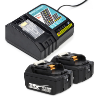Startset: 2x Makita BL1860B / 18V LXT accu's + lader (18 V, 6.0 Ah, 123accu huismerk) AMA00708