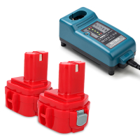 Startset: 2x Makita PA12 / 1220 / 1222 / 1234 accu's + lader (12 V, 3.0 Ah, 123accu huismerk) AMA00517