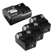 Startset: 3 stuks Hitachi - Hikoki BSL1850 / BSL1850MA accu's + lader (18 V, 5.0 Ah, Li-ion, 123accu huismerk) AHI00306