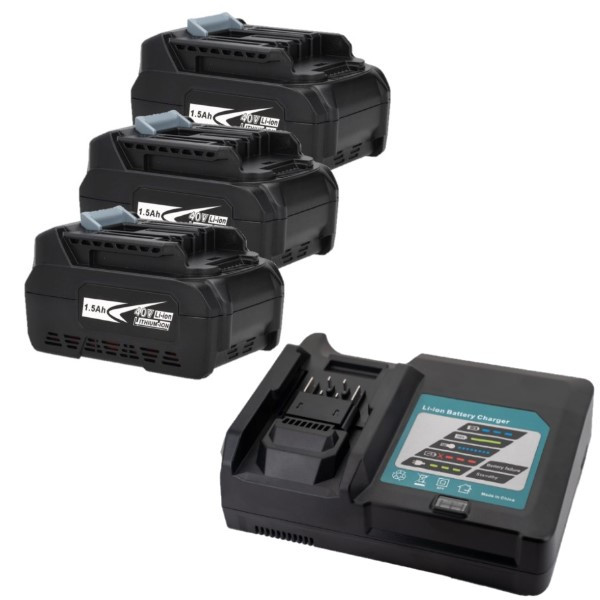 Startset: 3 stuks Makita BL4020 XGT / 40V Max / 191L29-0 accu's + oplader (40 V, 1.5 Ah, 123accu huismerk) AMA00880 - 1