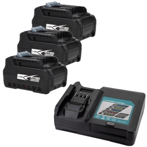 Startset: 3 stuks Makita BL4020 XGT / 40V Max / 191L29-0 accu's + oplader (40 V, 2.0 Ah, 123accu huismerk) AMA00883 - 1