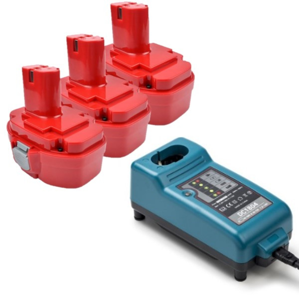 Startset: 3 stuks Makita PA18 / 1822 / 1823 / 1834 / 1835 accu's + lader (18 V, 3.0 Ah, 123accu huismerk) AMA00600 - 1