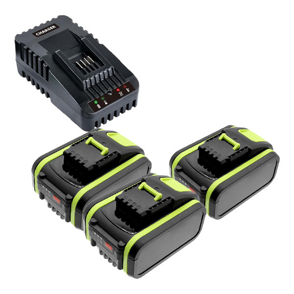 Startset: 3 stuks Worx PowerShare WA3553 / 20V Max accu's + oplader (20 V, 4.0 Ah, 123accu huismerk) AWO00142 - 1