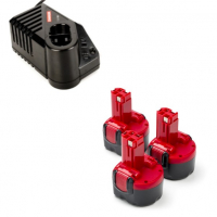 Startset: 3x Bosch BAT048 accu's + lader (9.6 V, 1.5 Ah, 123accu huismerk)  ABO00410