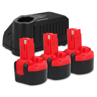 Startset: 3x Bosch BAT048 accu's + lader (9.6 V, 1.5 Ah, 123accu huismerk) ABO00410