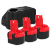 Startset: 3x Bosch BAT048 accu's + lader (9.6 V, 3.0 Ah, 123accu huismerk) ABO00408 - 1