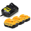 Startset: 3x DeWalt DCB182 XR Li-ion accu's + lader (18 V, 4.0 Ah, 123accu huismerk)