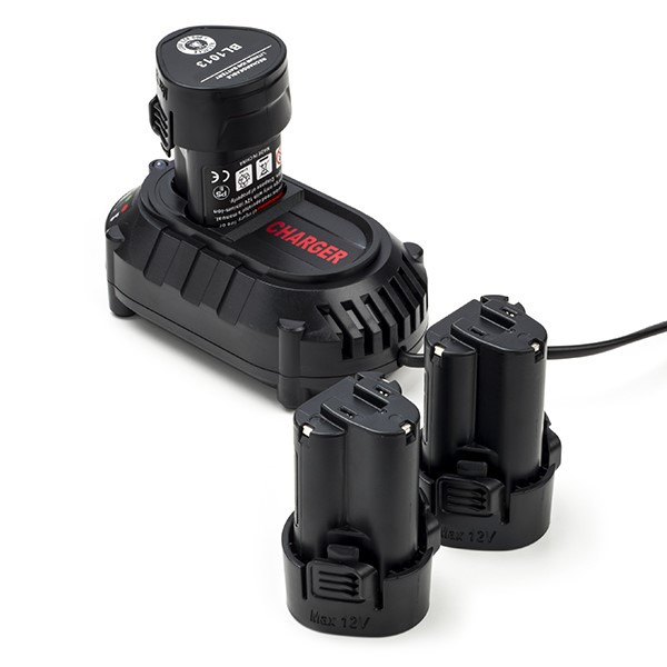 Startset: 3x Makita BL1013 / 196066-7 accu's + lader (10.8 V, 2.5 Ah, 123accu huismerk)  AMA00603 - 1