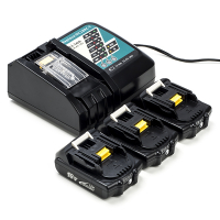 Startset: 3x Makita BL1820B / 18V LXT accu's + lader (18 V, 2.0 Ah, 123accu huismerk)  AMA00699