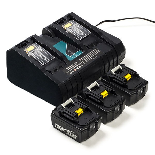 Startset: 3x Makita BL1840B / 18V LXT accu's + duolader (18 V, 4.0 Ah, 123accu huismerk) AMA00710 - 1