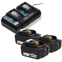 Startset: 3x Makita BL1850B / 18V LXT accu + duolader (18 V, 5.0 Ah, 123accu huismerk) AMA00314