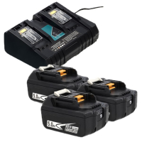 Startset: 3x Makita BL1850B / 18V LXT accu + duolader (18 V, 5.0 Ah, 123accu huismerk) AMA00314