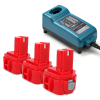 Startset: 3x Makita PA12 / 1220 / 1222 / 1234 accu's + lader (12 V, 3.0 Ah, 123accu huismerk) AMA00528 - 1
