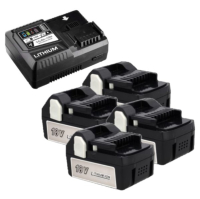 Startset: 4 stuks Hitachi - Hikoki BSL1830 / BSL1830C accu's + lader (18 V, 3.0 Ah, Li-ion, 123accu huismerk) AHI00299