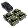 Startset: 4 stuks Worx PowerShare WA3645 / 20V Max accu's + oplader (20 V, 5.0 Ah, 123accu huismerk) AWO00147 - 1
