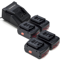 Startset: 4x Bosch GBA 18V / 1600A004ZN accu's + Lader (18 V, 6.0 Ah, 123accu huismerk) ABO00222