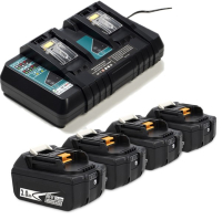 Startset: 4x Makita BL1830B / 18V LXT accu + duolader (18 V, 3.0 Ah, 123accu huismerk) AMA00501