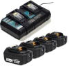 Startset: 4x Makita BL1830B / 18V LXT accu + duolader (18 V, 3.0 Ah, 123accu huismerk)