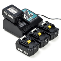 Startset: 4x Makita BL1830B / 18V LXT accu's + lader (18 V, 3.0 Ah, 123accu huismerk)  AMA00717